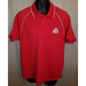 Ohio State Buckeyes Scarlet Textured Polyester Coach's Polo Shirt - Mens Medium